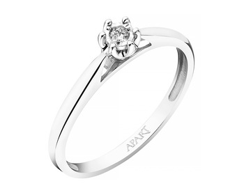 9ct White Gold Ring with Diamond 0,02 ct - fineness 9 K