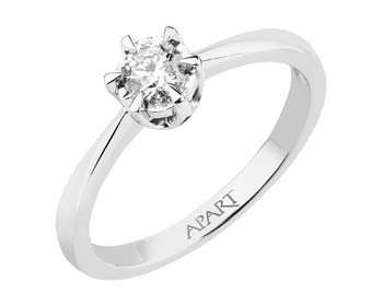 14ct White Gold Ring with Diamond 0,15 ct - fineness 14 K