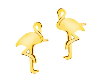 Złote kolczyki - flamingi