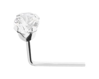 9ct White Gold Nose Piercing with Cubic Zirconia