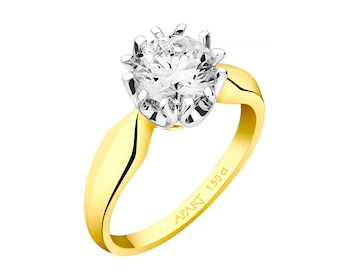 14ct Yellow Gold, White Gold Ring with Diamond 1,50 ct - fineness 585