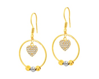 14ct Yellow Gold, White Gold Earrings with Cubic Zirconia