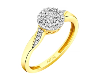 14ct Yellow Gold Ring with Diamonds 0,12 ct - fineness 14 K