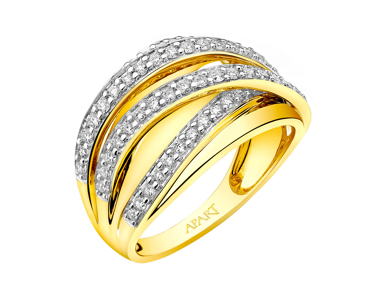 14ct Yellow Gold Ring with Diamonds 0,65 ct - fineness 14 K - Ref No  103.733 / Apart