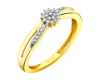 14ct Yellow Gold Ring with Diamonds 0,06 ct - fineness 14 K