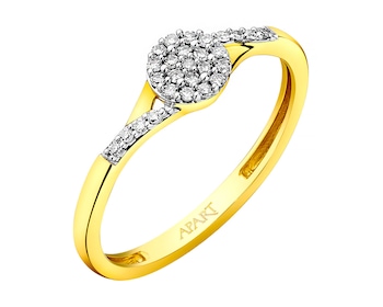 9ct Yellow Gold Ring with Diamonds 0,08 ct - fineness 9 K