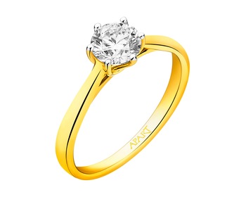 14ct Yellow Gold Ring with Diamond 0,70 ct - fineness 14 K