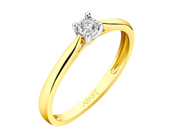14ct Yellow Gold Ring with Diamond 0,02 ct - fineness 585