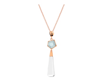 Gold-Plated Brass Necklace with Aquamarine