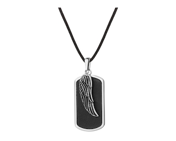 Stainless Steel Leather Necklace - Feather