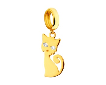 Yellow Gold Diamond Beads Pendant  - Cat 0,01 ct - fineness 9 K