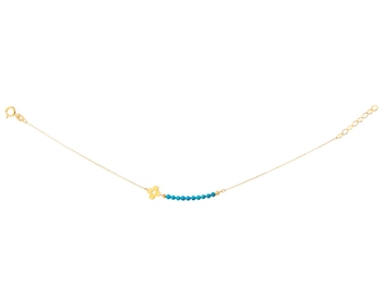 Yellow Gold Bracelet with Synthetic Turquoise