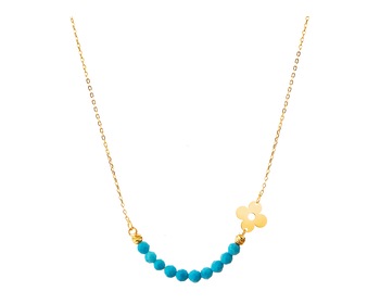 Yellow Gold Necklace with Synthetic Turquoise