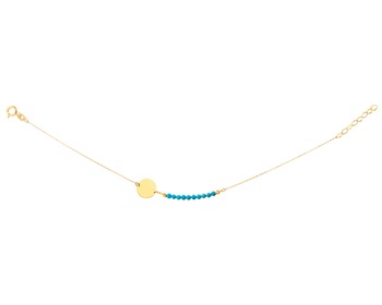 Yellow Gold Bracelet with Synthetic Turquoise