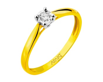 Yellow & White Gold Diamond Ring 0,05 ct - fineness 375