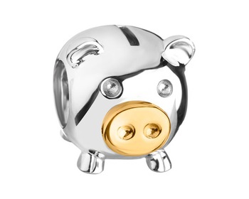 Sterling Silver Beads Pendant - Pig Money Box