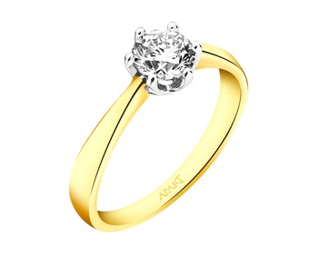 14ct Yellow Gold, White Gold Ring with Diamond 0,70 ct - fineness 14 K