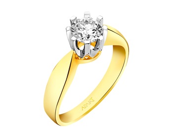 Yellow & White Gold Diamond Ring 0,70 ct - fineness 585