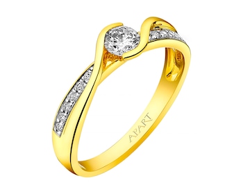 Yellow Gold Diamond Ring 0,33 ct - fineness 14 K
