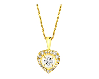Yellow Gold Diamond  Pendant - Heart 0,25 ct - fineness 14 K