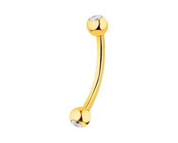 Yellow Gold Belly Button Ring with Cubic Zirconia