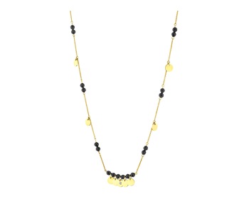Yellow Gold Necklace with Diamond and Agate - fineness 9 K