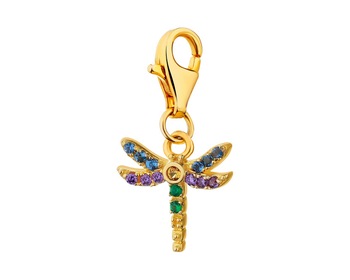 Gold Plated Silver Charms Pendant with Cubic Zirconia - Dragonfly
