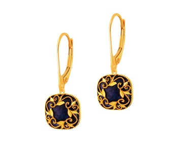 Yellow Gold Earrings with Lapis