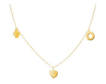 Yellow Gold Necklace - Clover, Heart, Circle