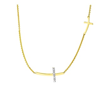 Zlatý náhrdelník s diamanty - kříže 0,01 ct - ryzost 585