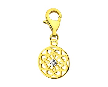 Yellow Gold Diamond Charms Pendant - Openwork Disc 0,005 ct - fineness 9 K