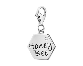 Sterling Silver & Enamel Charms Pendant with Cubic Zirconia - Bee