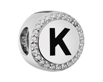 Stříbrný přívěsek Beads se zirkony - písmeno K