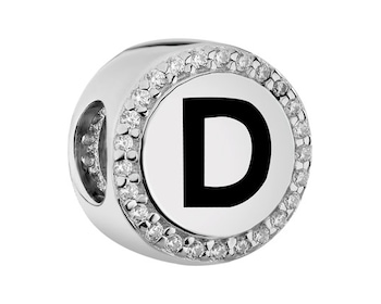 Stříbrný přívěsek Beads se zirkony - písmeno D