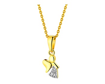 Yellow Gold Diamond Pendant - Angel 0,002 ct - fineness 14 K