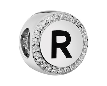Stříbrný přívěsek Beads se zirkony - písmeno R