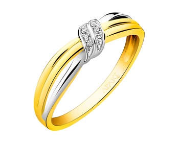 Prsten ze žlutého zlata s diamanty 0,02 ct - ryzost 585