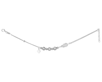 Sterling Silver Bracelet - Clover, Feather