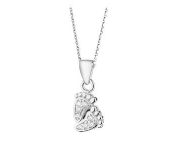 Sterling Silver Pendant with Cubic Zirconia - Feet