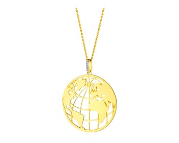 Yellow Gold Diamond Pendant - Globe 0,01 ct - fineness 9 K