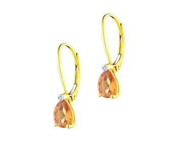 9 K Yellow Gold Earrings with Diamonds - fineness 9 K