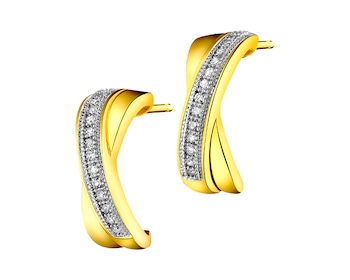 14 K Yellow Gold Earrings with Diamonds 0,08 ct - fineness 14 K