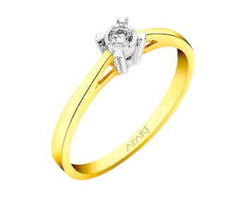 14 K Yellow Gold, White Gold Ring with Diamond 0,05 ct - fineness 585