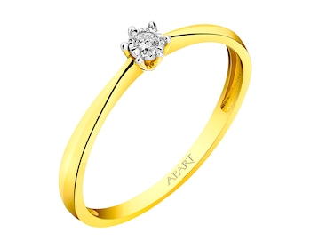 14 K Yellow Gold, White Gold Ring with Diamond 0,02 ct - fineness 585