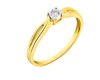 14 K Yellow Gold, White Gold Ring with Diamond 0,05 ct - fineness 585