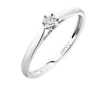 White gold diamond ring 0,03 ct - fineness 9 K