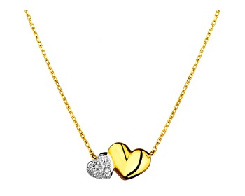 9 K Yellow Gold Necklace with Diamonds 0,03 ct - fineness 9 K