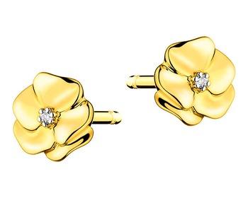9 K Yellow Gold Earrings with Diamonds 0,008 ct - fineness 9 K