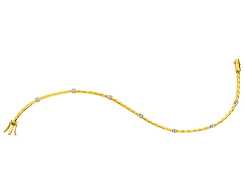 Bransoletka z żółtego złota z brylantami - 18 cm - 0,04 ct - próba 585