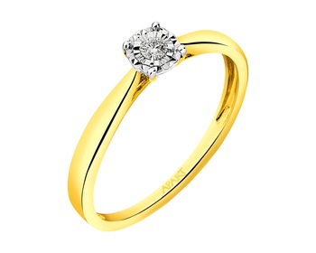 Prsten ze žlutého a bílého zlata s briliantem 0,04 ct - ryzost 585